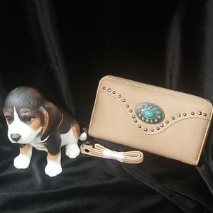 Trinity Ranch wallet wrist strap tan